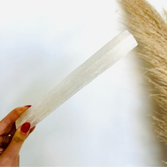 VINTAGE White Clear Selenite 8" Stick Wand Gemstone Crystal Zen Yoga Meditation - Picture 3 of 9